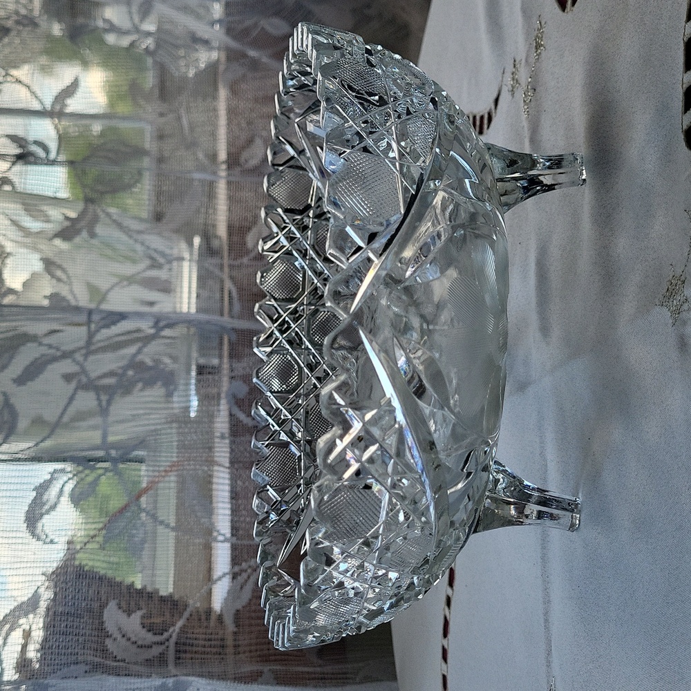 Vintage - Cut Glass Footed Serving Bowl